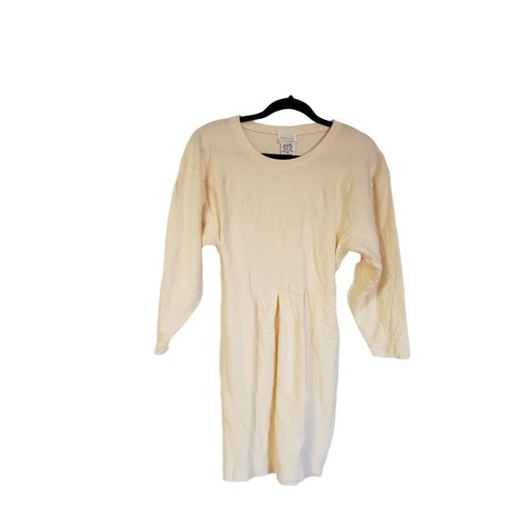 Moda INTL vintage skater dress size Medium long sleeve quilted cream - Picture 1 of 13